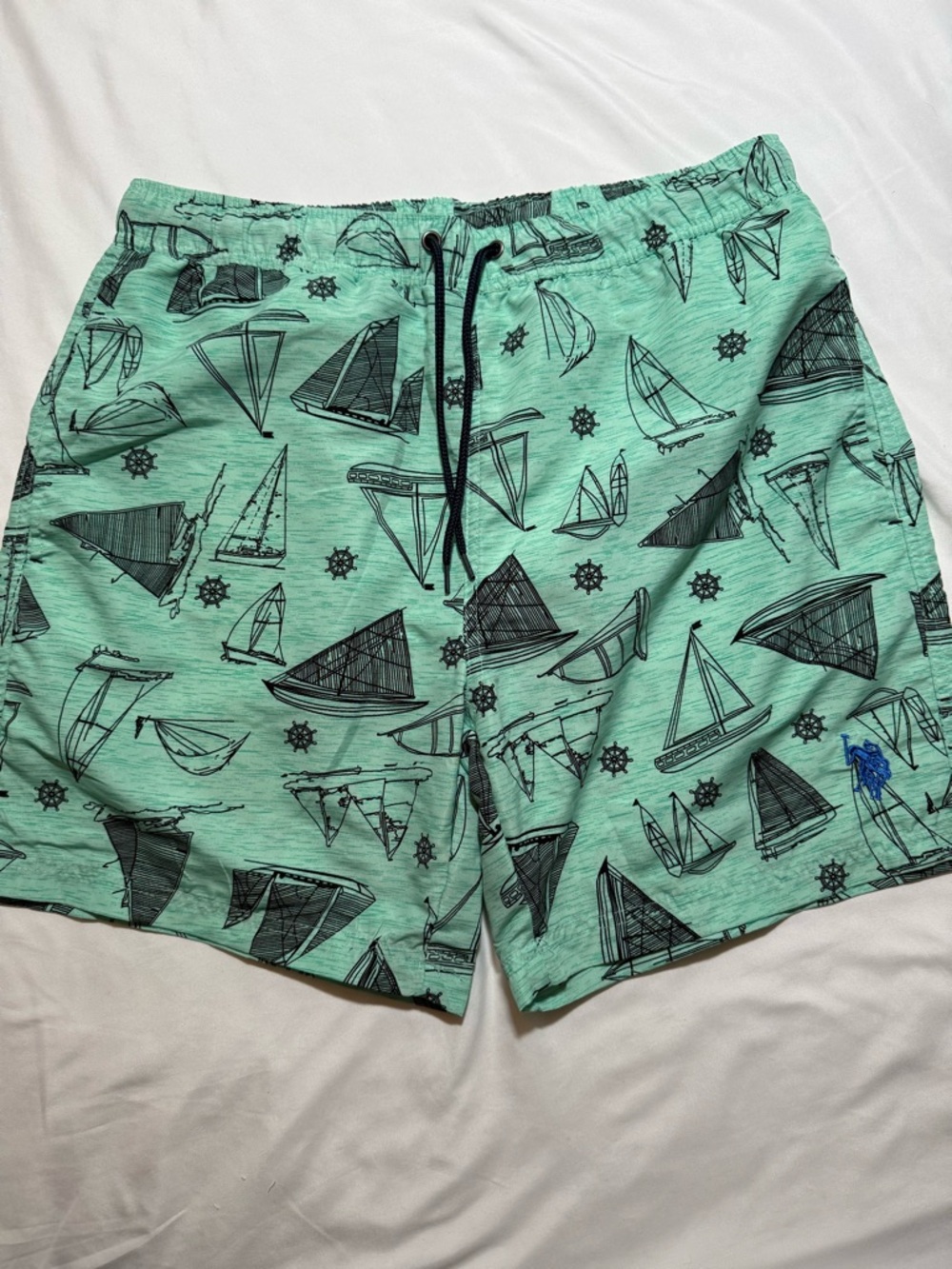 U.S. Polo Assn. Mint Green Sailboat Print Swim Trunks